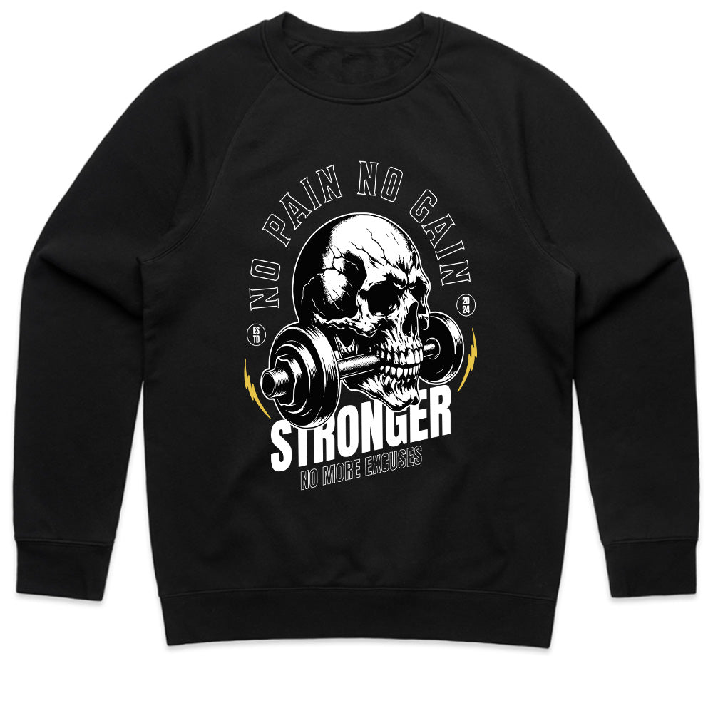 "No Pain No Gain" Hardcore Skull Gym T-Shirt – Strength & Motivation