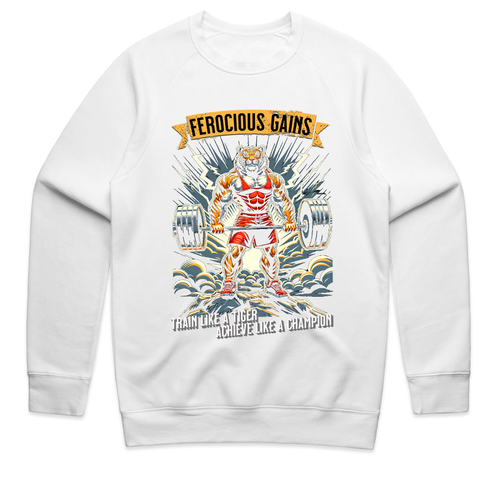 "Ferocious Gains" Tiger Powerlifting Gym T-Shirt – Train Like a Champion