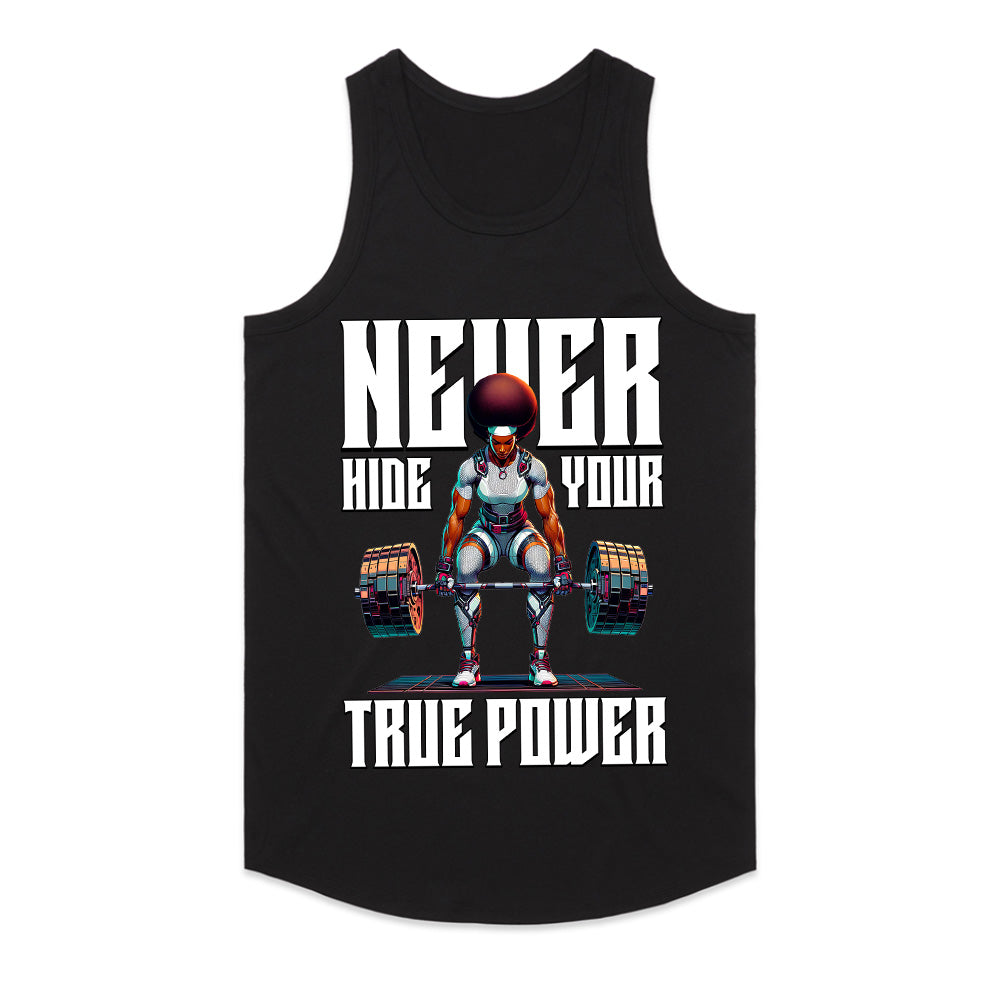 "Never Hide Your True Power" Futuristic Gym T-Shirt – Strength & Confidence