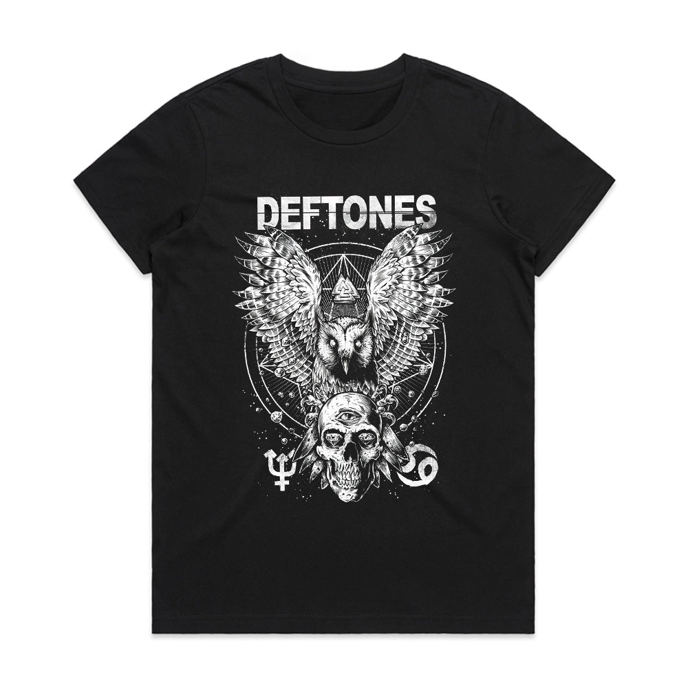 Deftones Mystical Owl & Skull T-Shirt β Dark Metal Aesthetic Tee