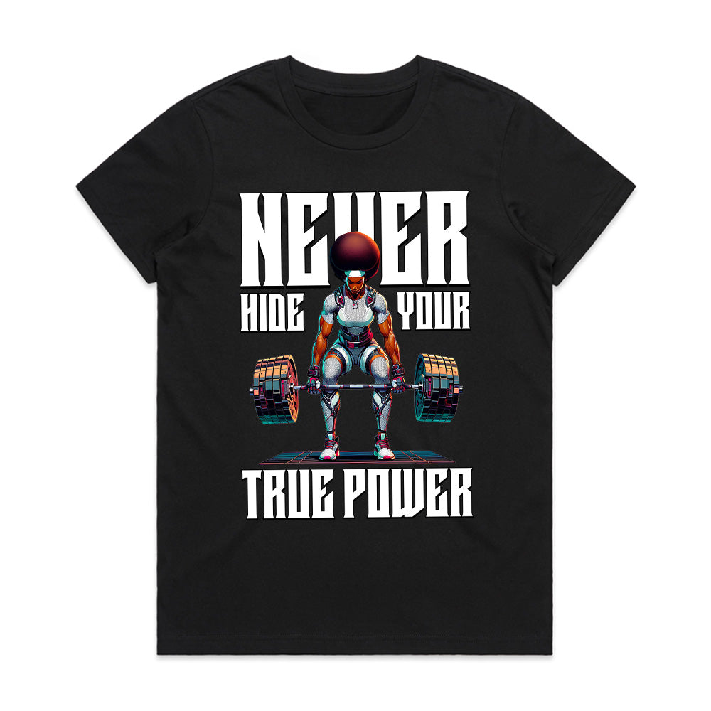 "Never Hide Your True Power" Futuristic Gym T-Shirt – Strength & Confidence