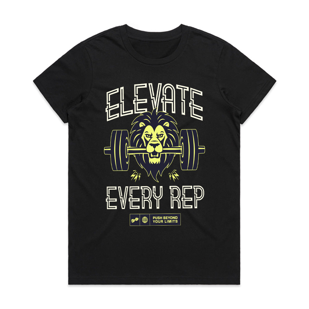 "Elevate Every Rep" Lion Gym T-Shirt – Push Beyond Your Limits