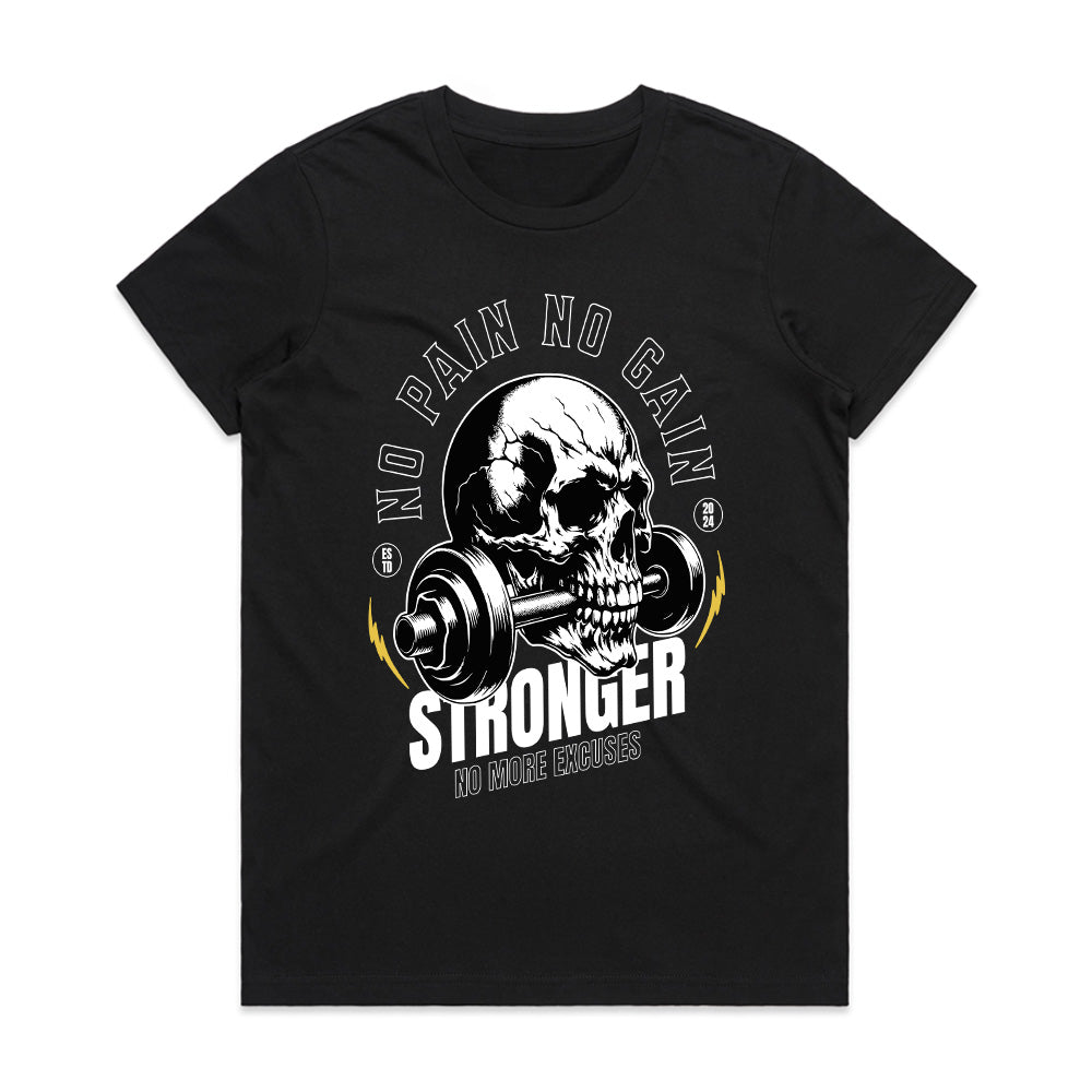 "No Pain No Gain" Hardcore Skull Gym T-Shirt – Strength & Motivation