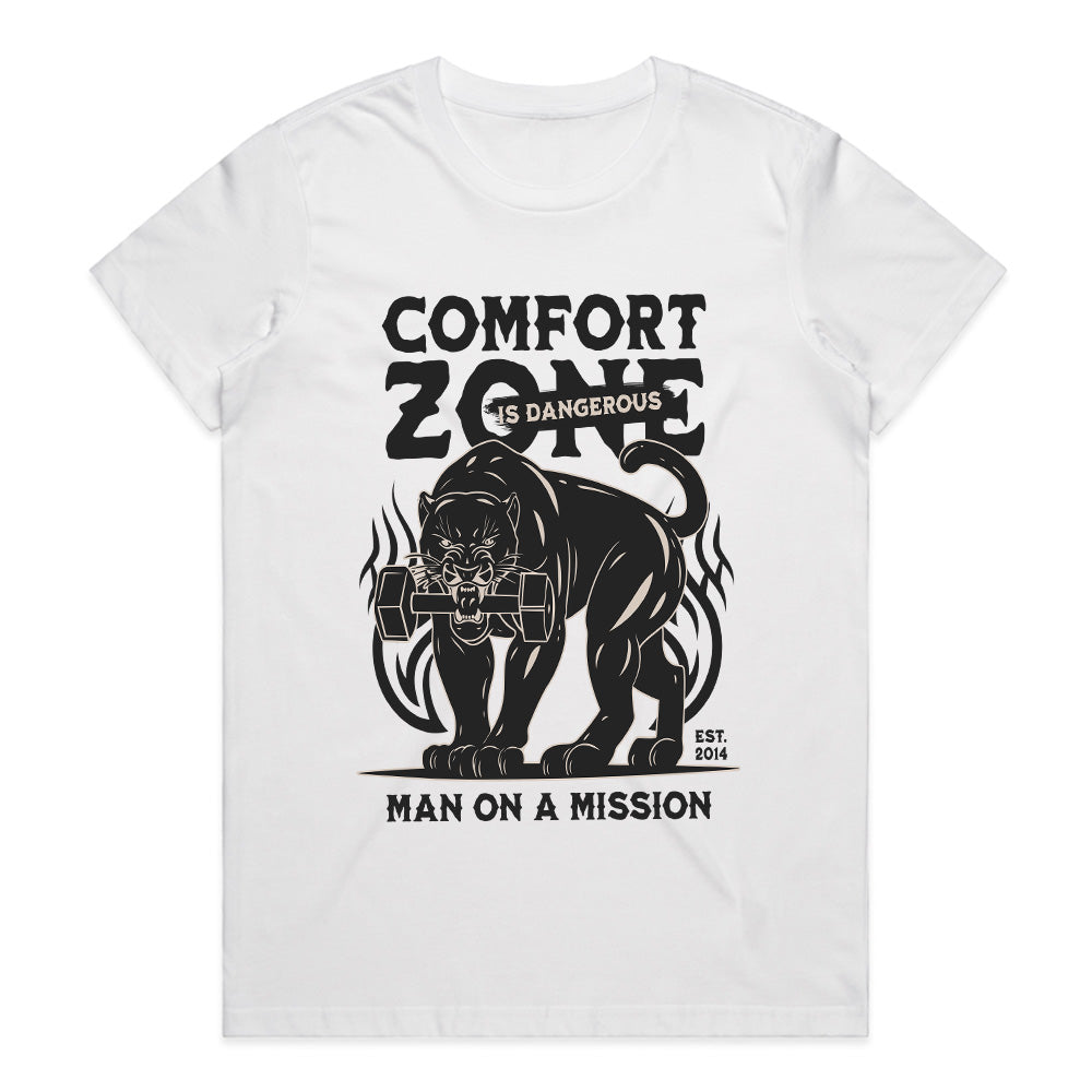 "Comfort Zone Is Dangerous" Panther Gym T-Shirt – Man on a Mission