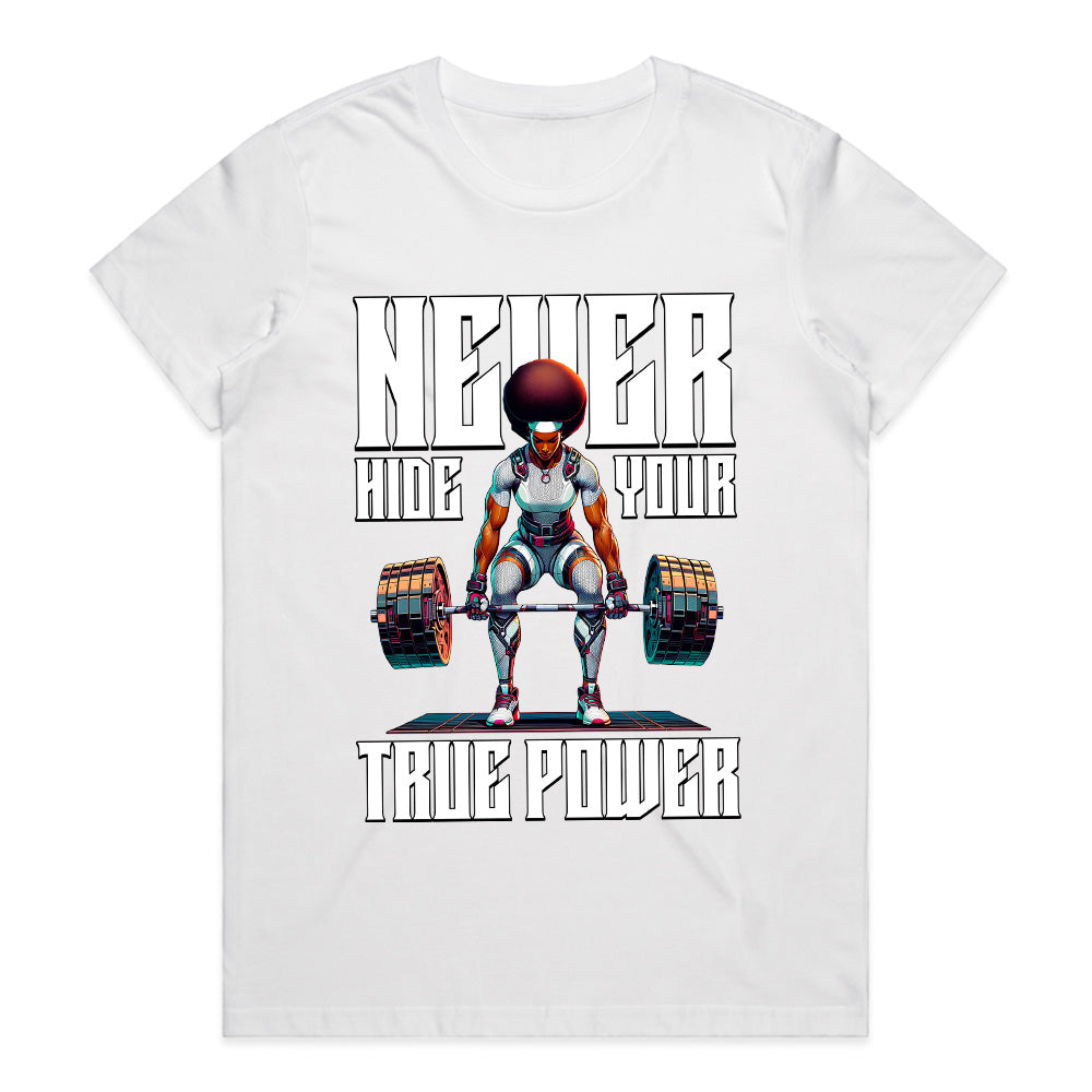 "Never Hide Your True Power" Futuristic Gym T-Shirt – Strength & Confidence