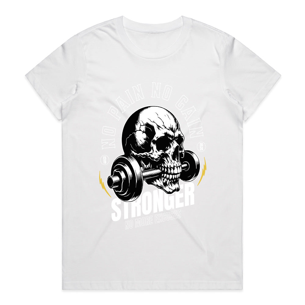 "No Pain No Gain" Hardcore Skull Gym T-Shirt – Strength & Motivation