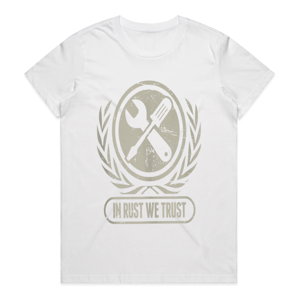 "In Rust We Trust" Vintage Mechanic & Car Builder T-Shirt