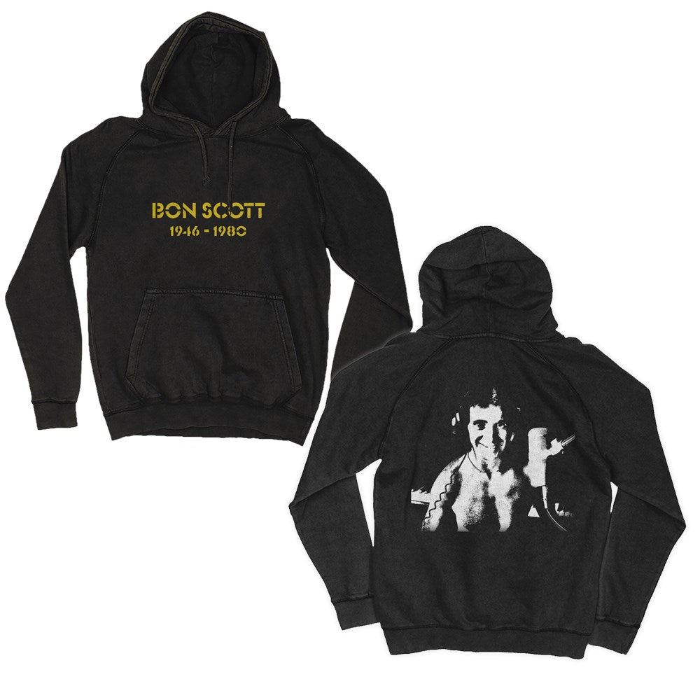 Bon Scott - Studio Pic Black Vintage Wash Hood