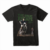The Great Escape Steve McQueen Motorcycle Stunt T-Shirt – Classic Movie Tribute