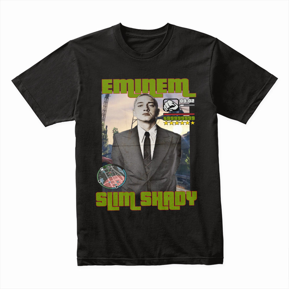 Eminem Slim Shady GTA-Inspired Graphic Black T-Shirt