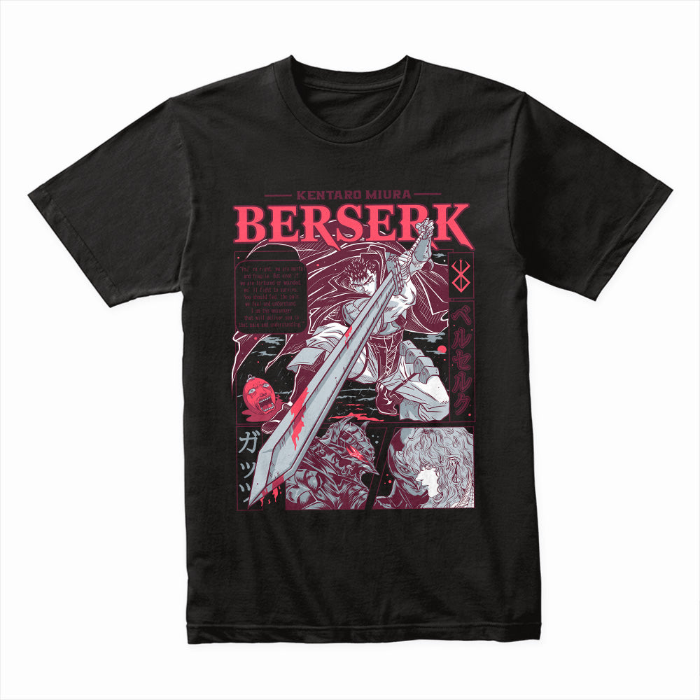 Berserk Kentaro Miura Tribute T-Shirt – Guts & The Dragonslayer Dark Fantasy Graphic Tee