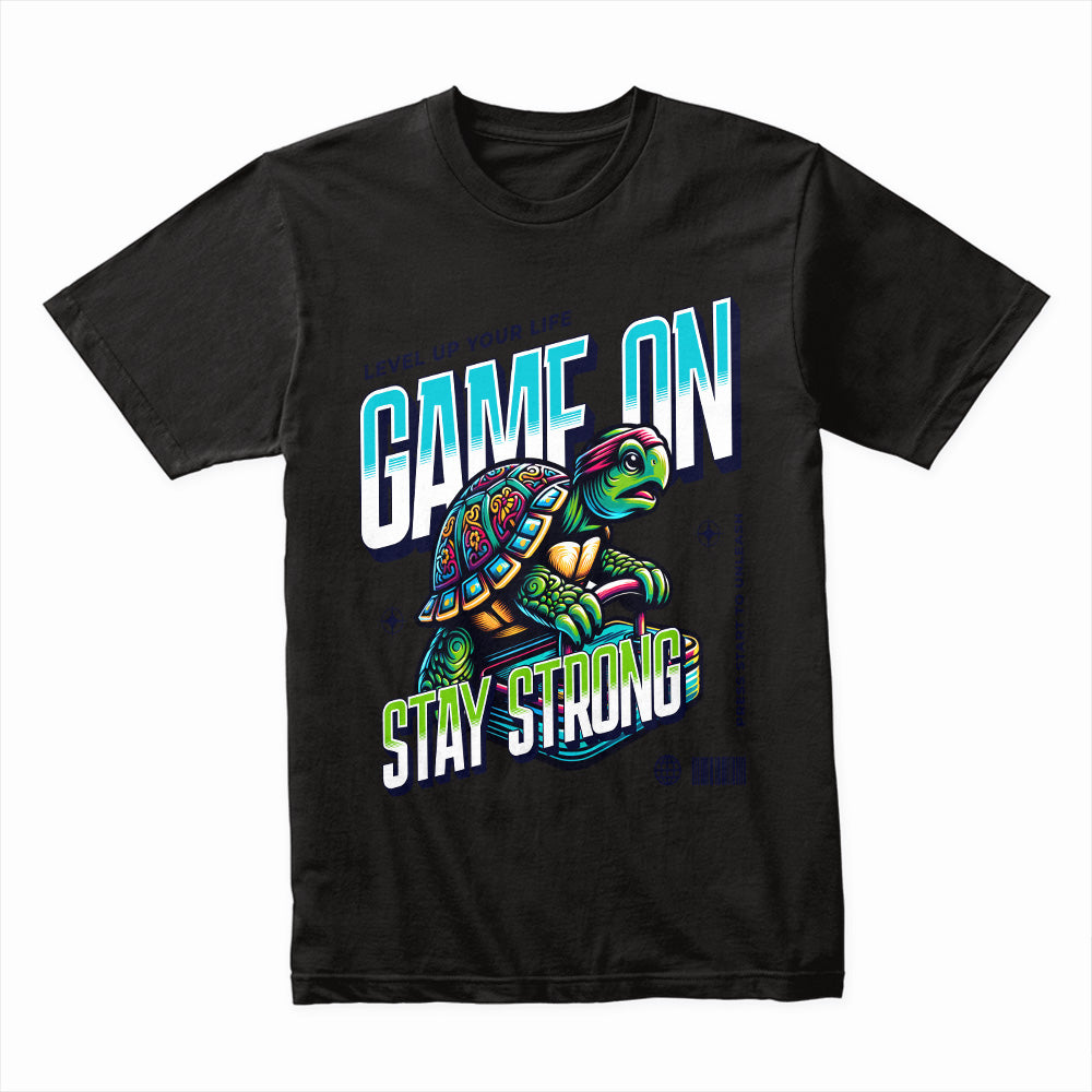 "Game On - Stay Strong" Motivational Gamer T-Shirt