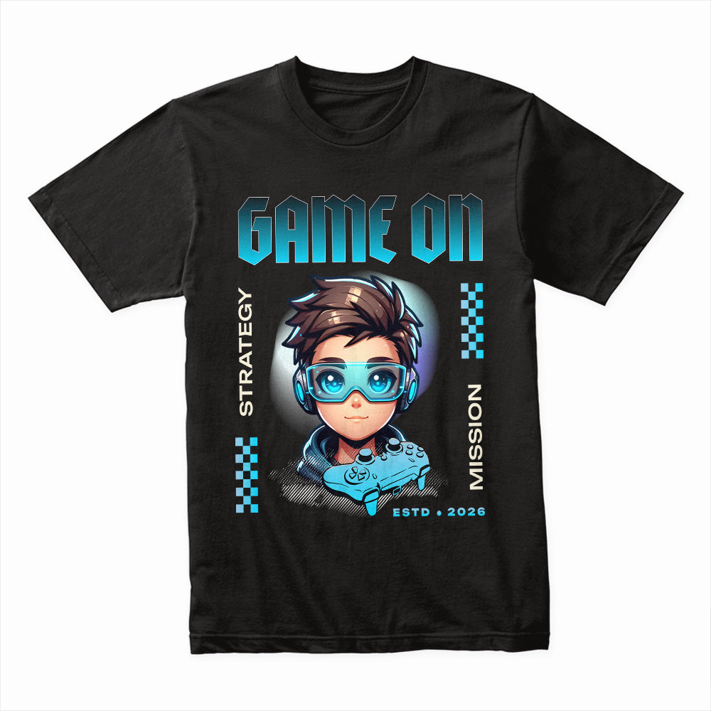 "Game On" Gamer T-Shirt – Mission Ready, Strategy Set!