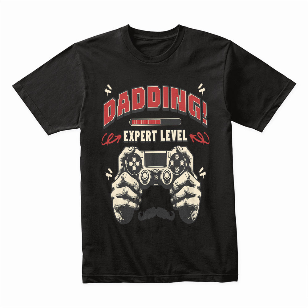 "Dadding Expert Level" Gamer Dad T-Shirt – Ultimate Gaming Fatherhood Tee