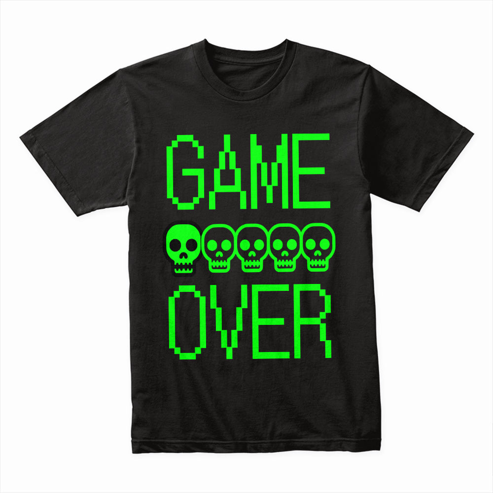 "Game Over" Pixel Skull T-Shirt – Retro Arcade Gaming Aesthetic