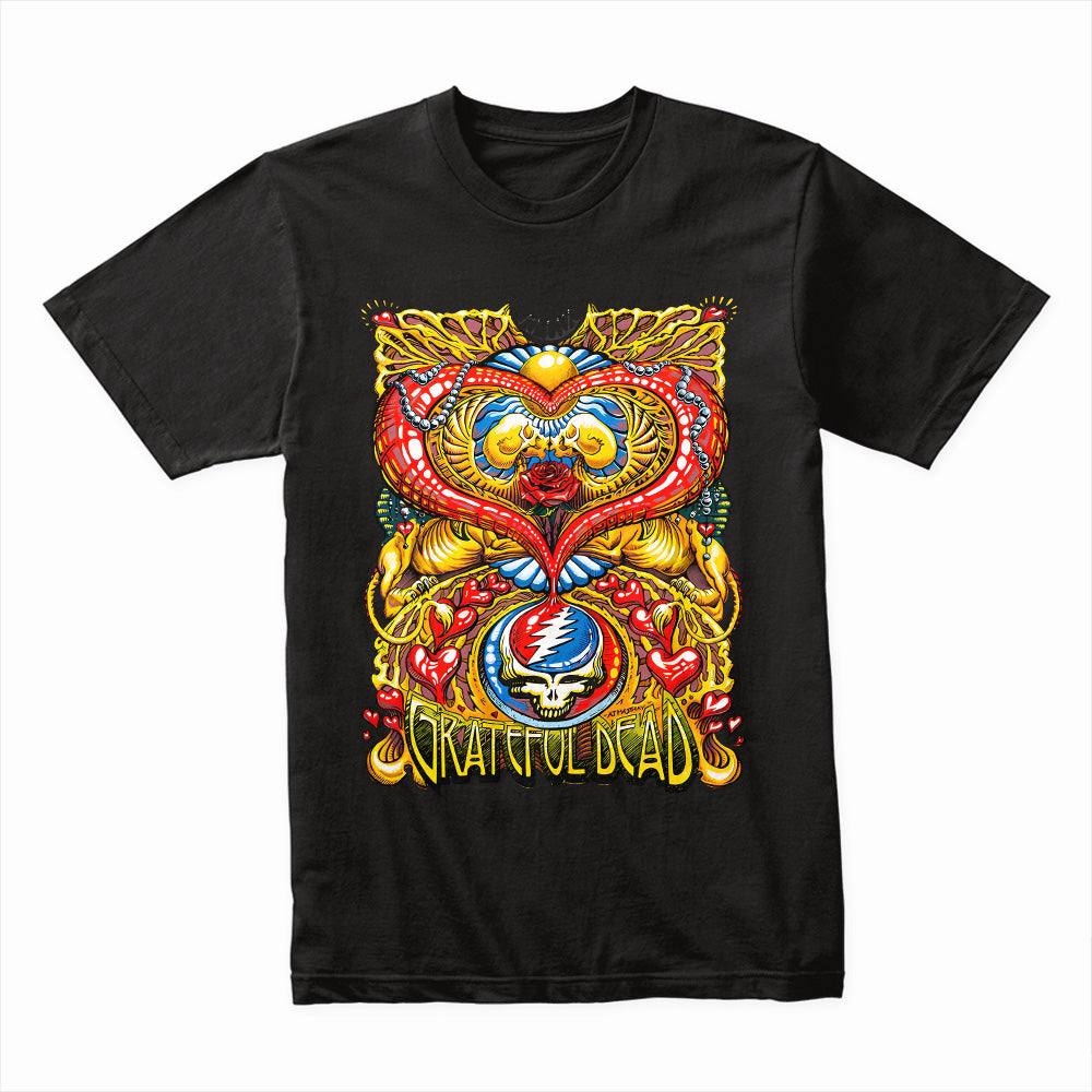 Grateful Dead Psychedelic Heart & Skull Lightning Bolt T-Shirt