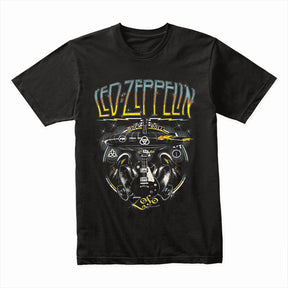 Led Zeppelin Rock & Roll Airship T-Shirt – Iconic Zeppelin & Guitar Design