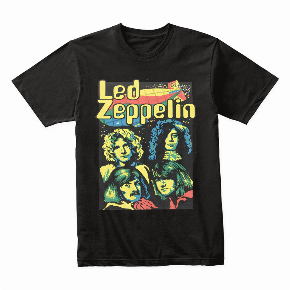 Vintage Led Zeppelin Band Portrait T-Shirt – Retro Rock Legends Design
