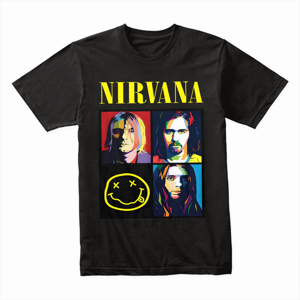 Nirvana Pop Art Tribute T-Shirt – Colorful Grunge Rock Design