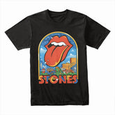 The Rolling Stones Retro Cityscape T-Shirt – Iconic Tongue Logo & Vintage Tour Art