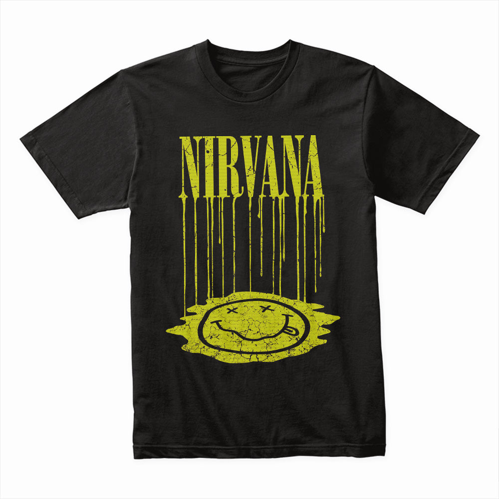 "Nirvana - Dripping Smiley Face" Grunge Rock T-Shirt