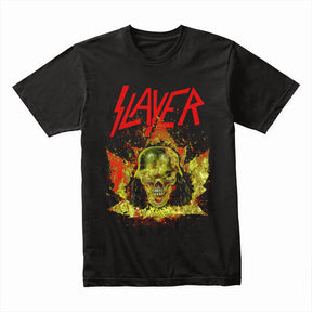 Slayer-Inspired "Burning Skull" Heavy Metal Graphic T-Shirt