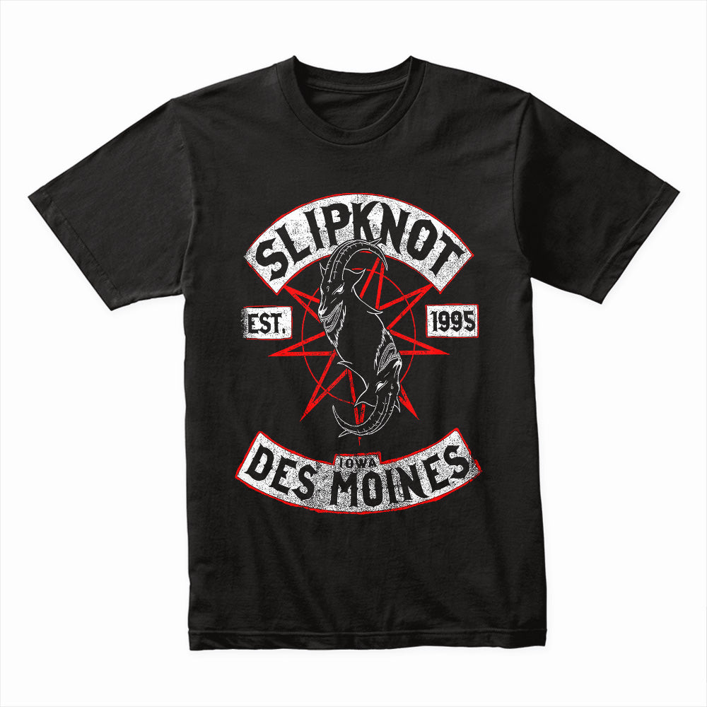 Slipknot "Des Moines, Iowa" Goat Pentagram Heavy Metal T-Shirt