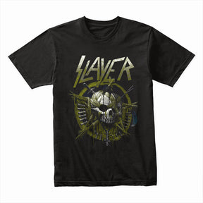 Slayer Skull Warfare T-Shirt – Brutal Metal Battle Design
