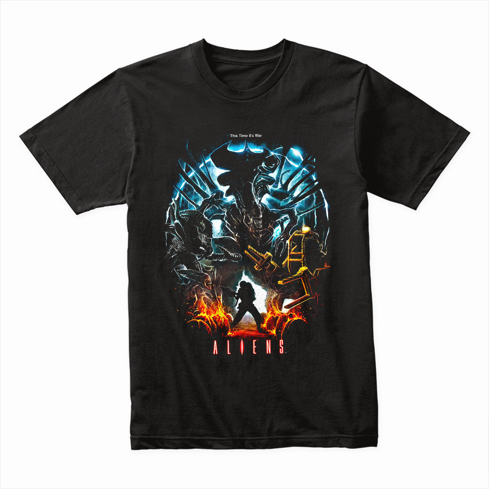 Aliens “This Time It’s War” Epic Sci-Fi Battle T-Shirt