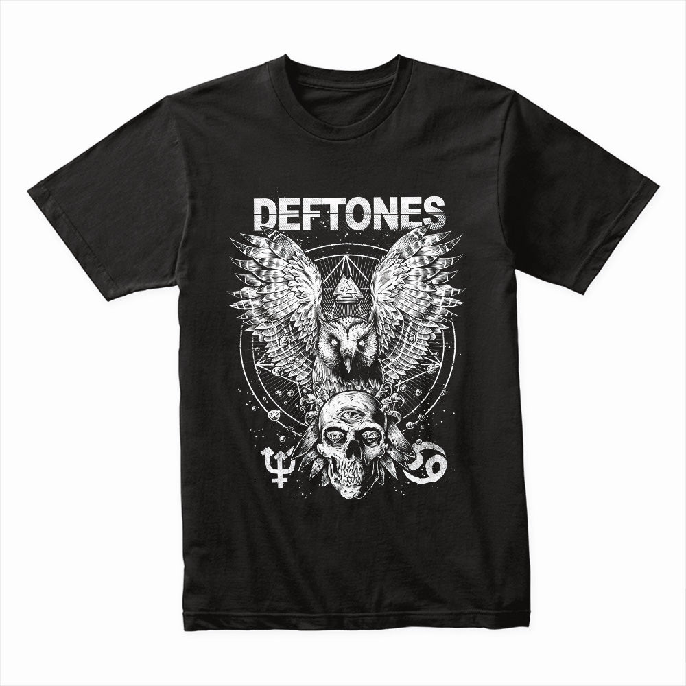Deftones Mystical Owl & Skull T-Shirt – Dark Metal Aesthetic Tee