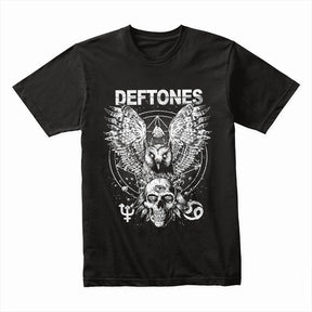 Deftones Mystical Owl & Skull T-Shirt – Dark Metal Aesthetic Tee
