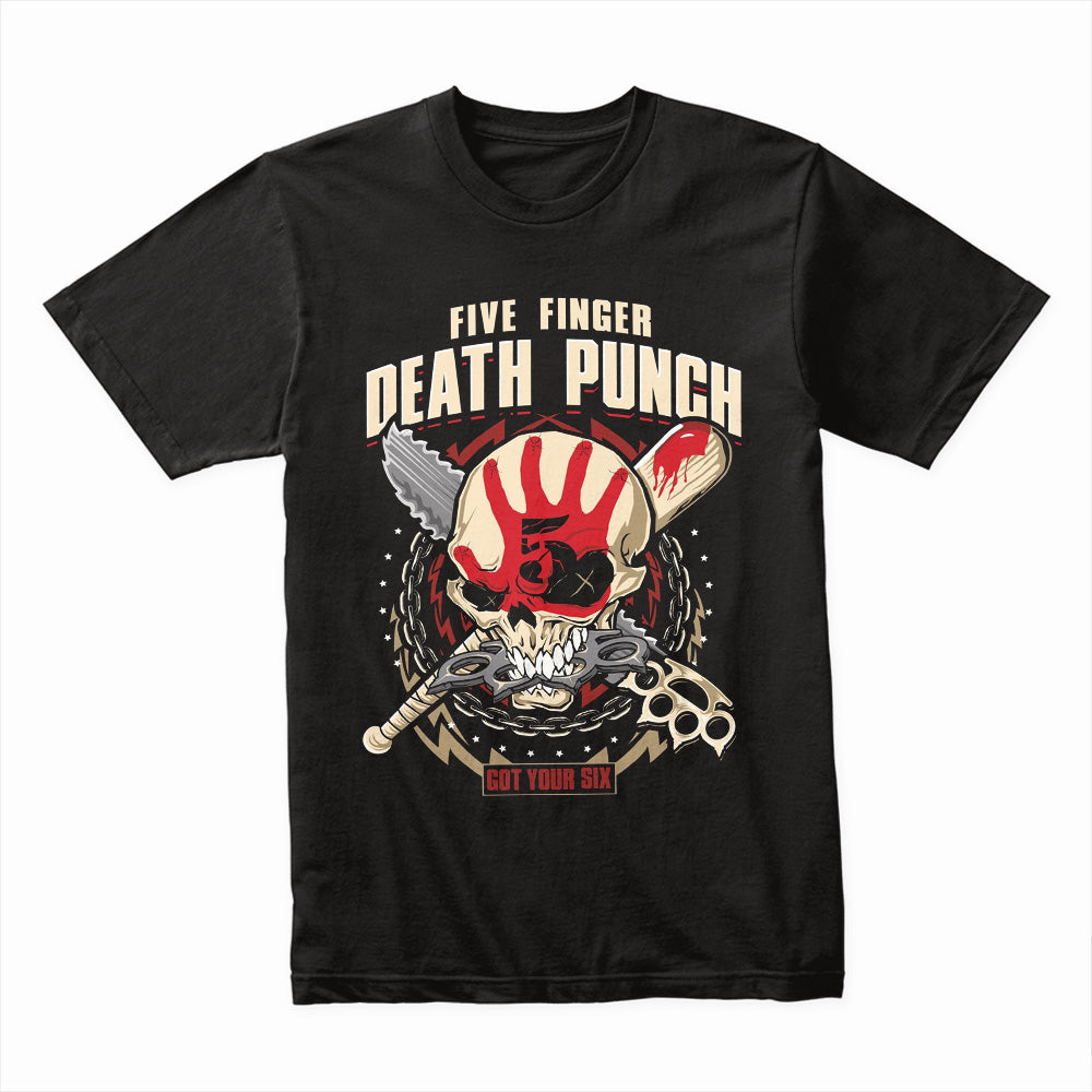 Five Finger Death Punch "Got Your Six" Skull Graphic T-Shirt – Heavy Metal Band Tee