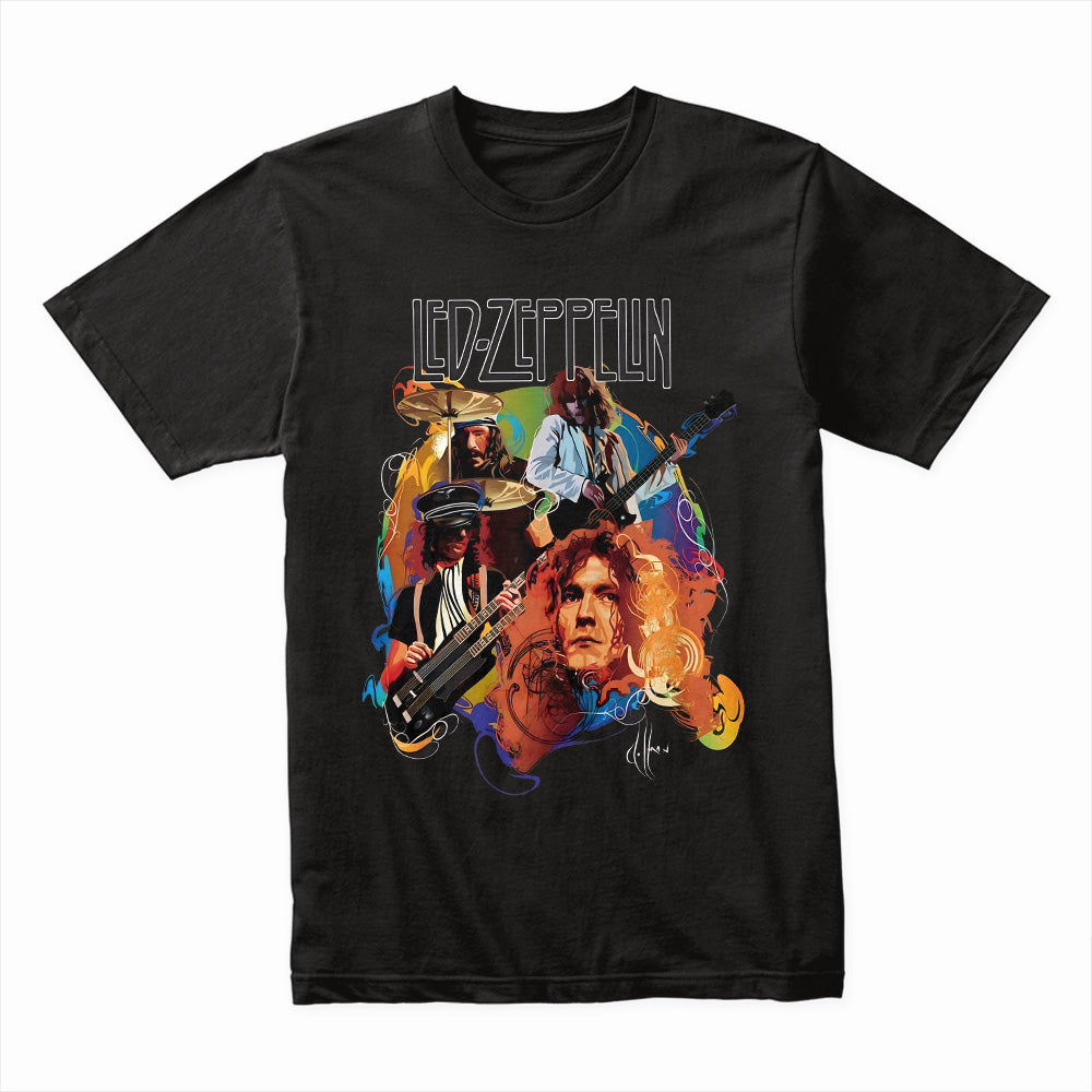 Led Zeppelin Classic Rock T-Shirt – Colorful Vintage Band Portrait Design