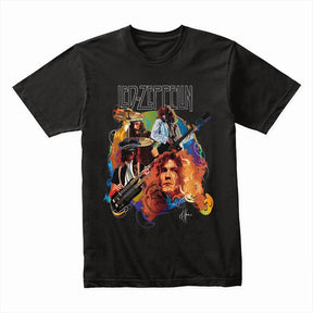 Led Zeppelin Classic Rock T-Shirt – Colorful Vintage Band Portrait Design