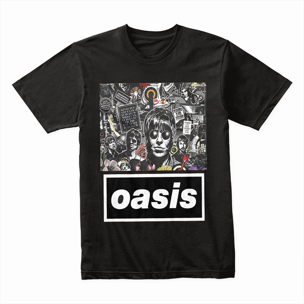 Oasis Psychedelic Collage T-Shirt – Britpop Legends Tribute