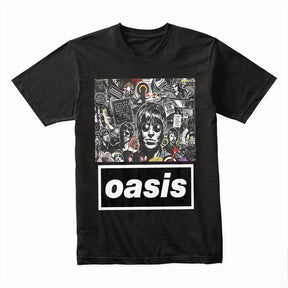 Oasis Psychedelic Collage T-Shirt – Britpop Legends Tribute