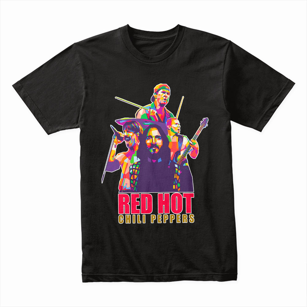 Red Hot Chili Peppers Pop Art Band T-Shirt – Vibrant Rock Concert Tee