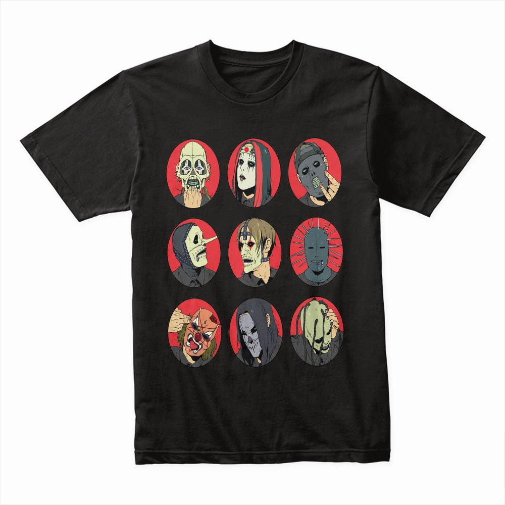 Slipknot Anime-Inspired Masked Members T-Shirt – Unique Art Style