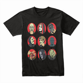 Slipknot Anime-Inspired Masked Members T-Shirt – Unique Art Style