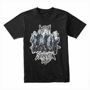 Slipknot Monochrome Band Group T-Shirt – Dark Metal Legacy