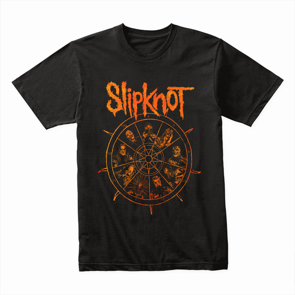 Slipknot Band Members Pentagram Wheel Graphic T-Shirt
