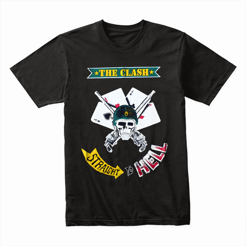 The Clash "Straight to Hell" Skull & Cards Punk Rock T-Shirt