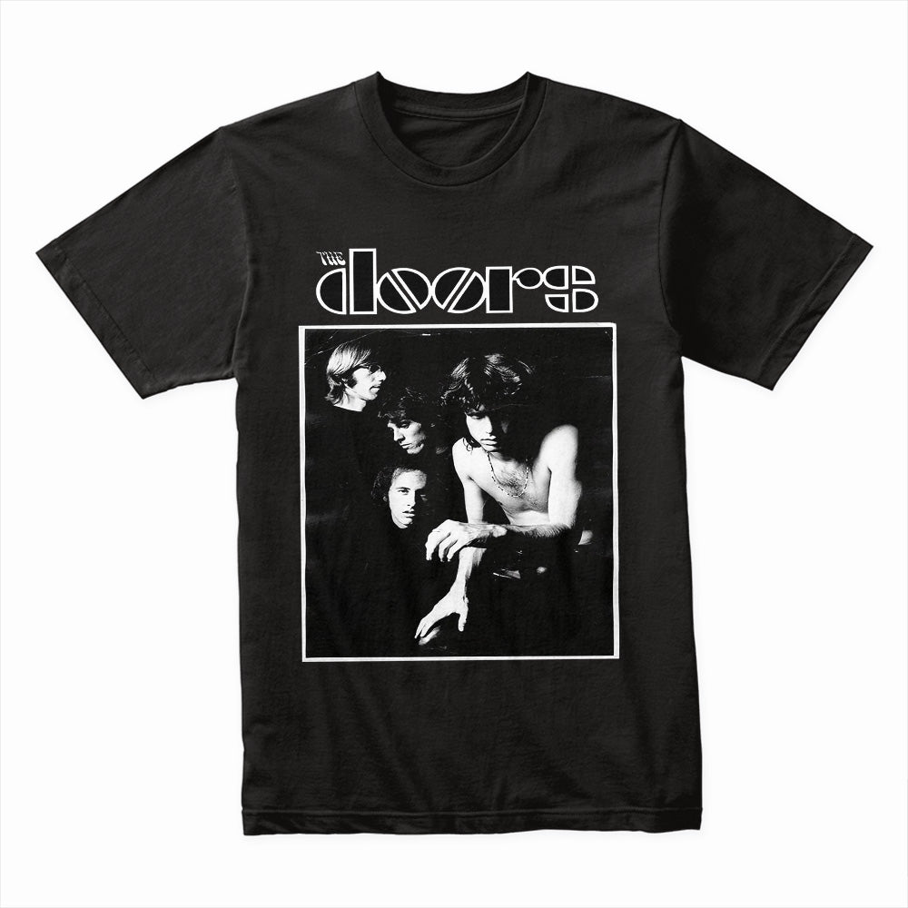 The Doors Classic Black & White Band Photo T-Shirt – Vintage Rock Tribute