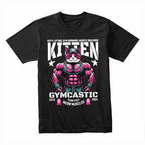 "Kitten Gymcastic" Funny Gym Cat T-Shirt – Purr-fect Meow Muscles