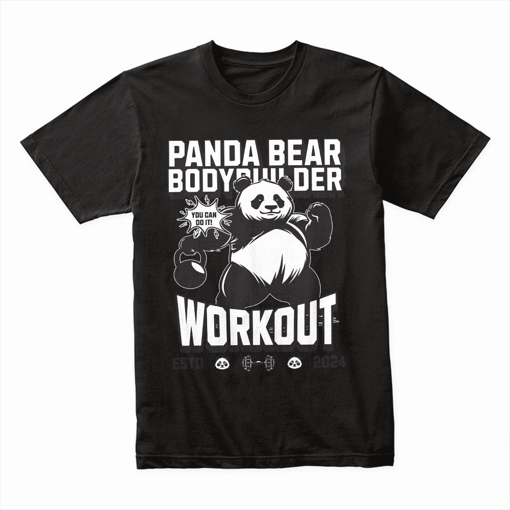 "Panda Bear Bodybuilder Workout" Fun & Motivational Gym T-Shirt