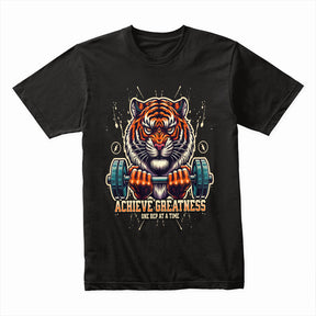 "Achieve Greatness" Tiger Gym T-Shirt – Fierce Motivation for Fitness Warriors