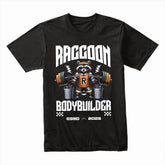 "Raccoon Bodybuilder" Gym T-Shirt – Bold & Fun Fitness Apparel for Weightlifters
