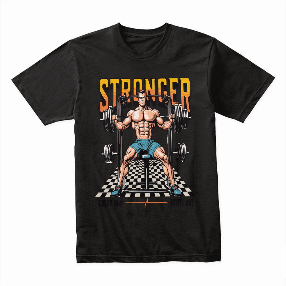 "Stronger Every Day" Gym T-Shirt – Hardcore Fitness & Bodybuilding Motivational Tee