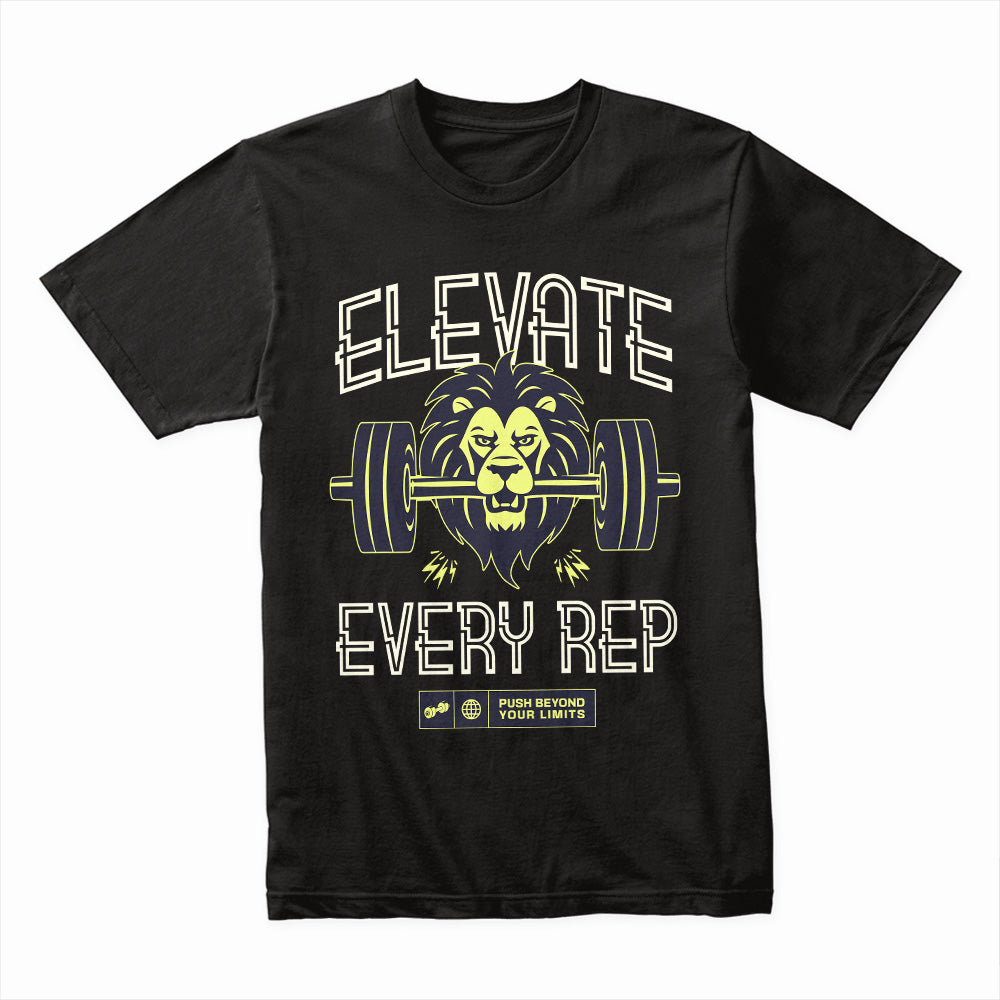 "Elevate Every Rep" Lion Gym T-Shirt – Push Beyond Your Limits