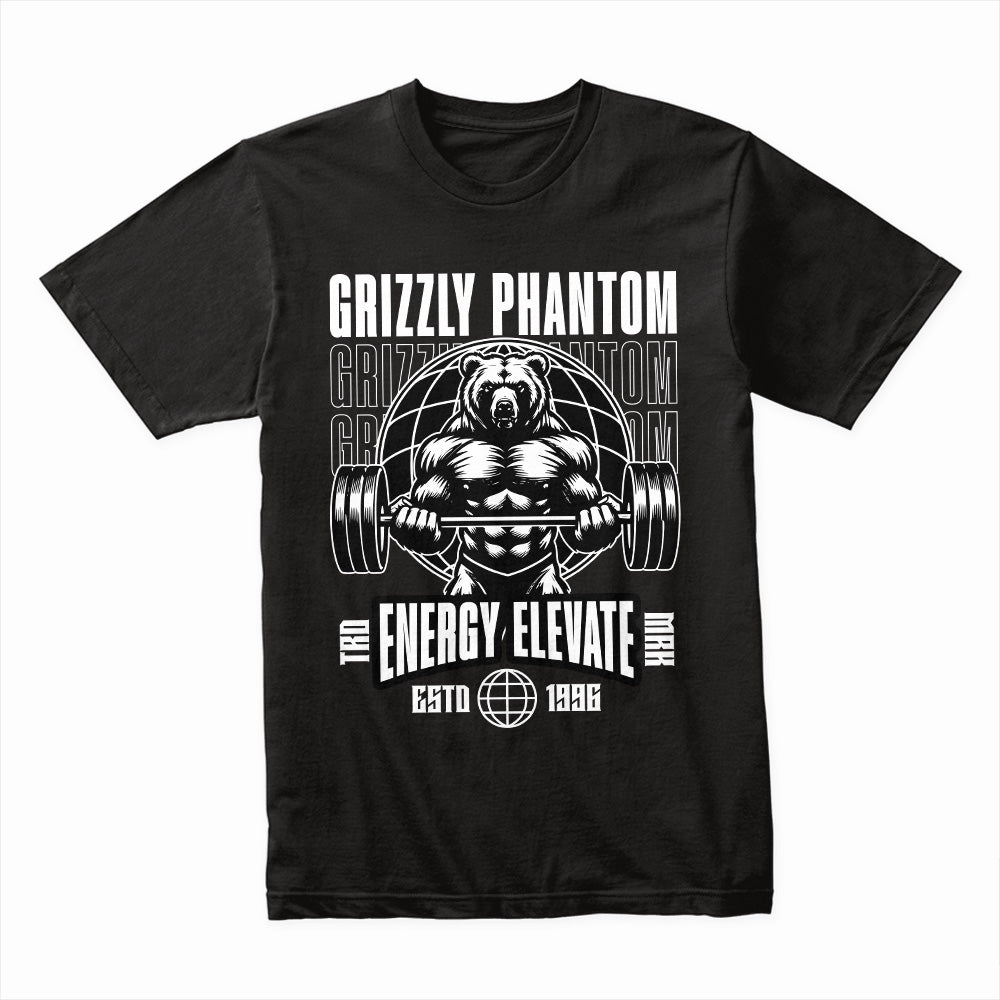 "Grizzly Phantom" Powerlifting Bear Gym T-Shirt – Strength & Elevation